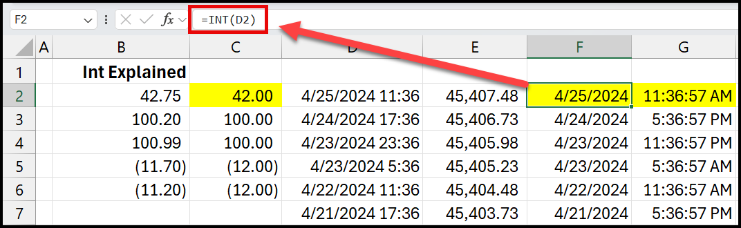 Spilt date and time in Excel