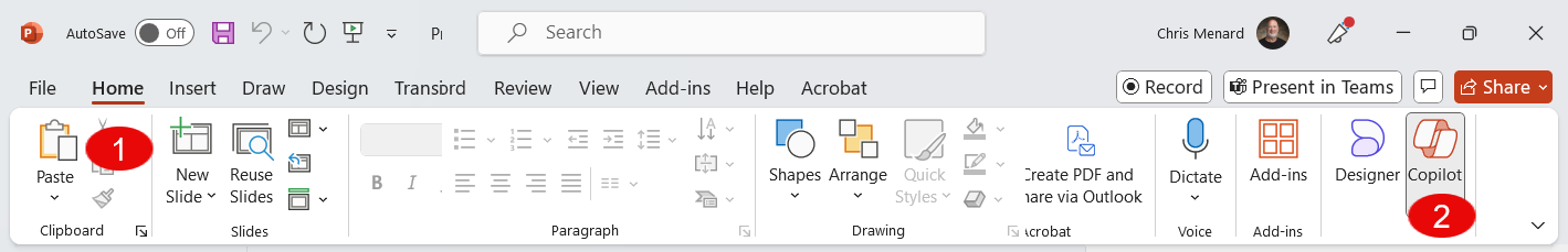 Copilot in PPT - Home Tab