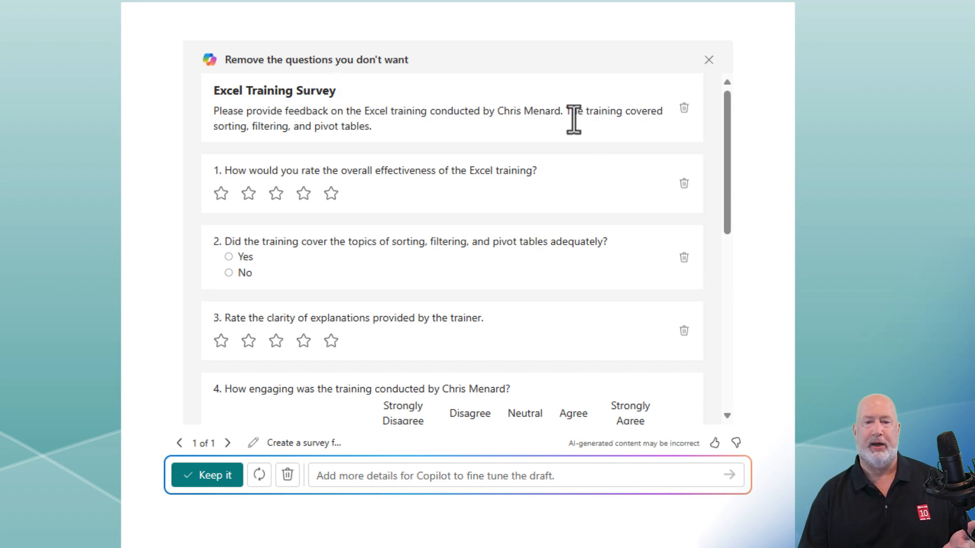 Copilot in Forms - questions generated