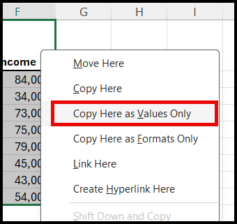 Copy Here as Values Only