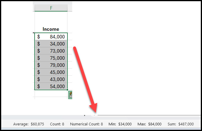 Status Bar in Excel