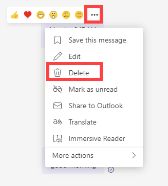 Delete a chat message in Teams