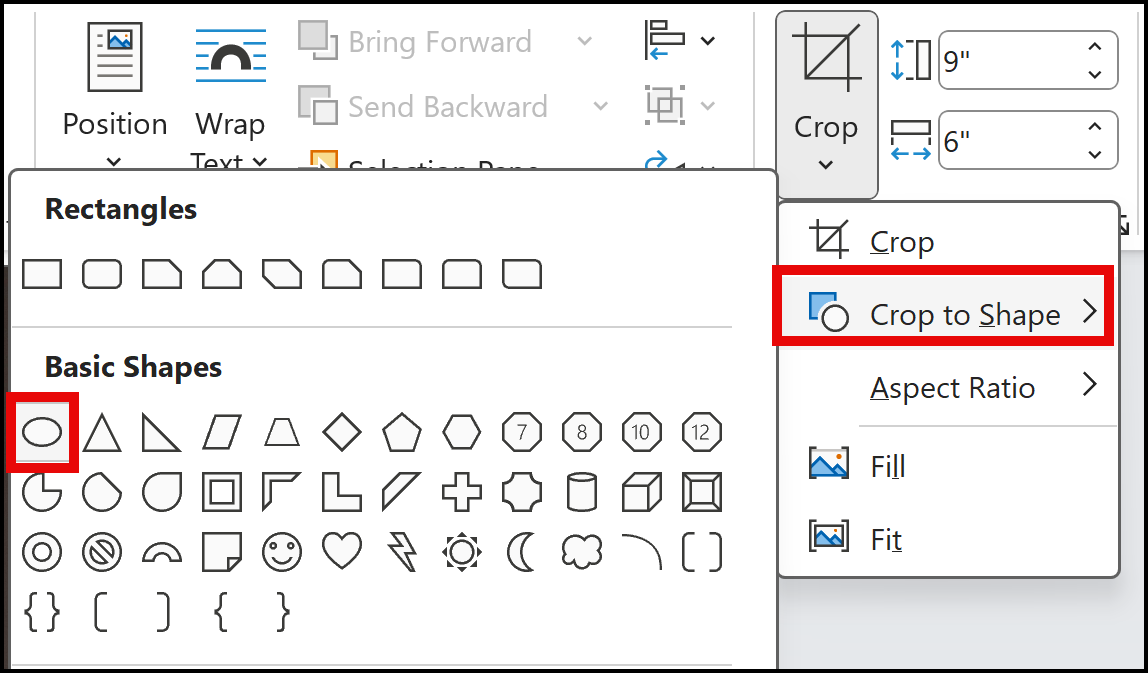 Crop to Shape in MS Word