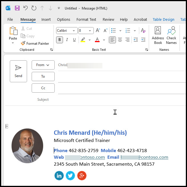 Outlook Signature with Profile Picture