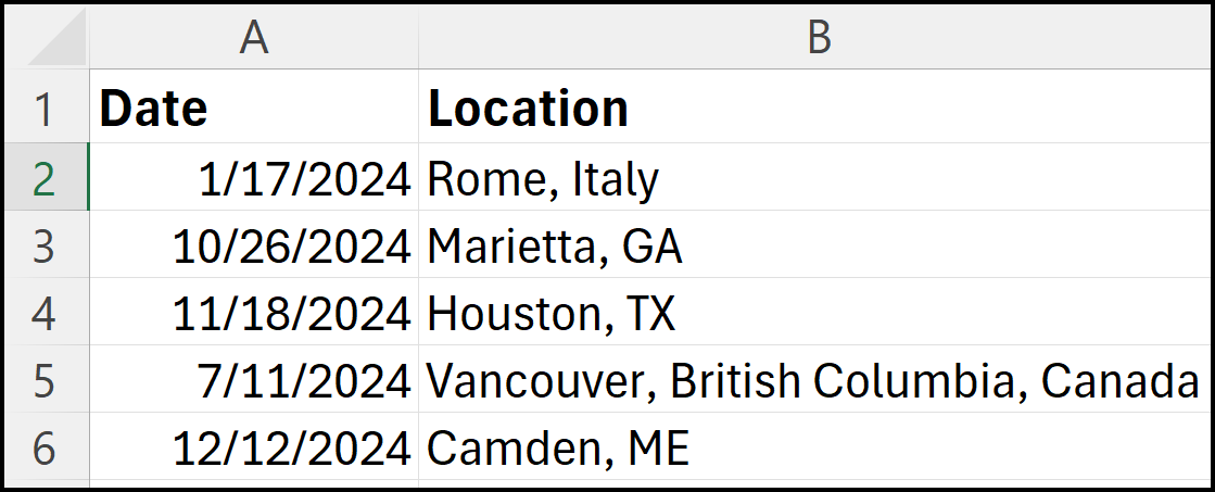 Date and Location fields