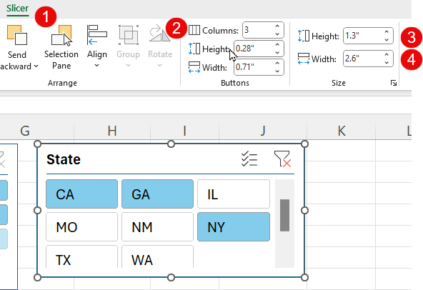 Slicer Buttons and Size