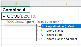 TOCOL Function - Ignore Blanks