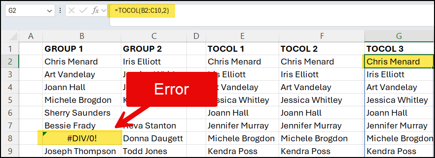 TOCOL Function - Ignore Error