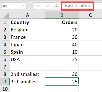 LARGE function finding the 3rd largest value