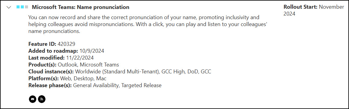 Microsoft Teams: Name Pronunciation Roadmap