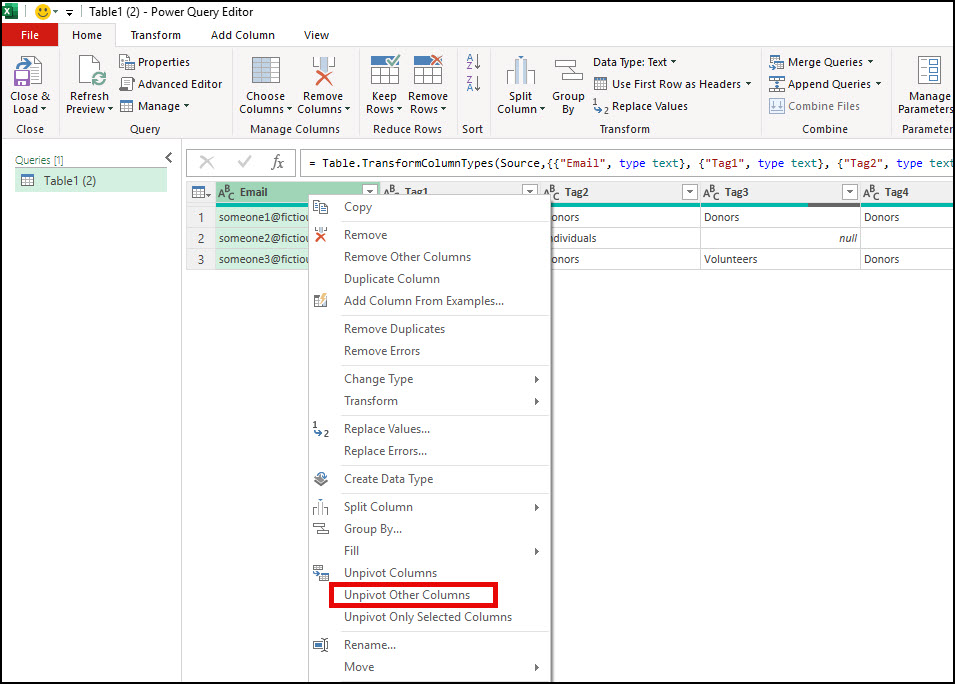 Unpivot Other Columns - Power Query