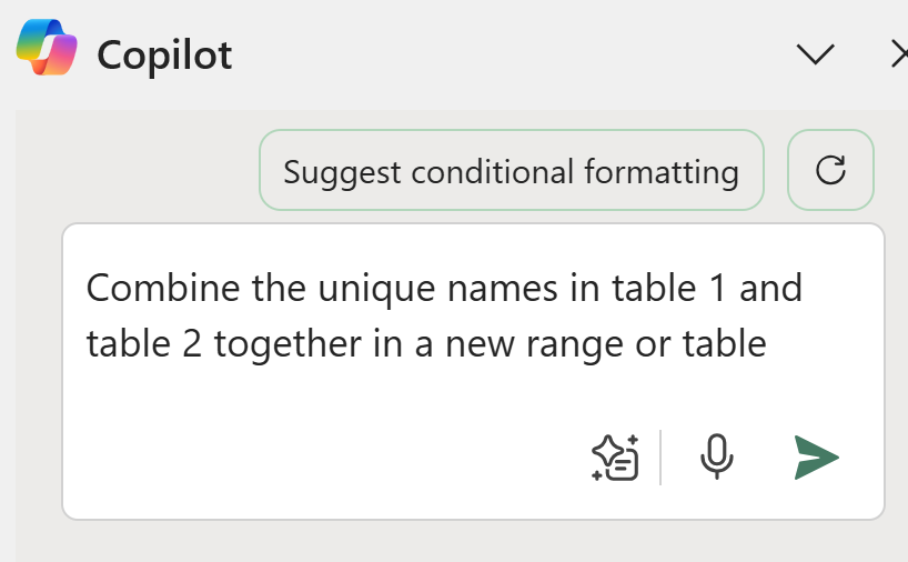 Copilot in Excel - Combine Unique Name