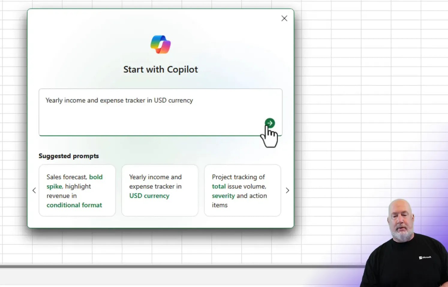 Copilot Prompt in Excel for Creating Worksheets