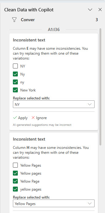 Copilot in Excel - Clean Data - Inconsistent Text