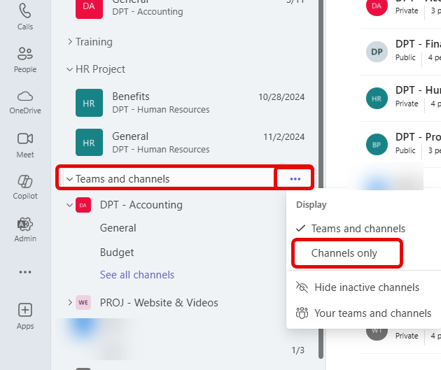 Teams View Channels only - not Teams