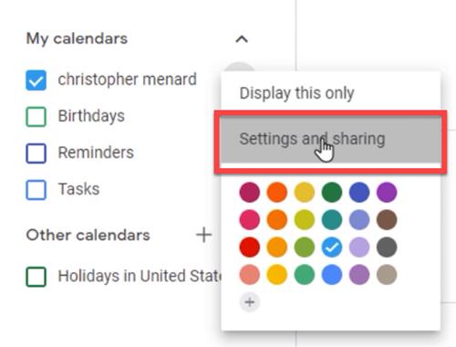 Go to Settings and Sharing to add a new calendar