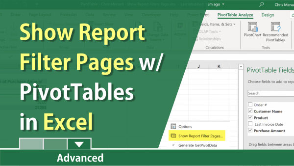 Show Report Filter Pages with PivotTable