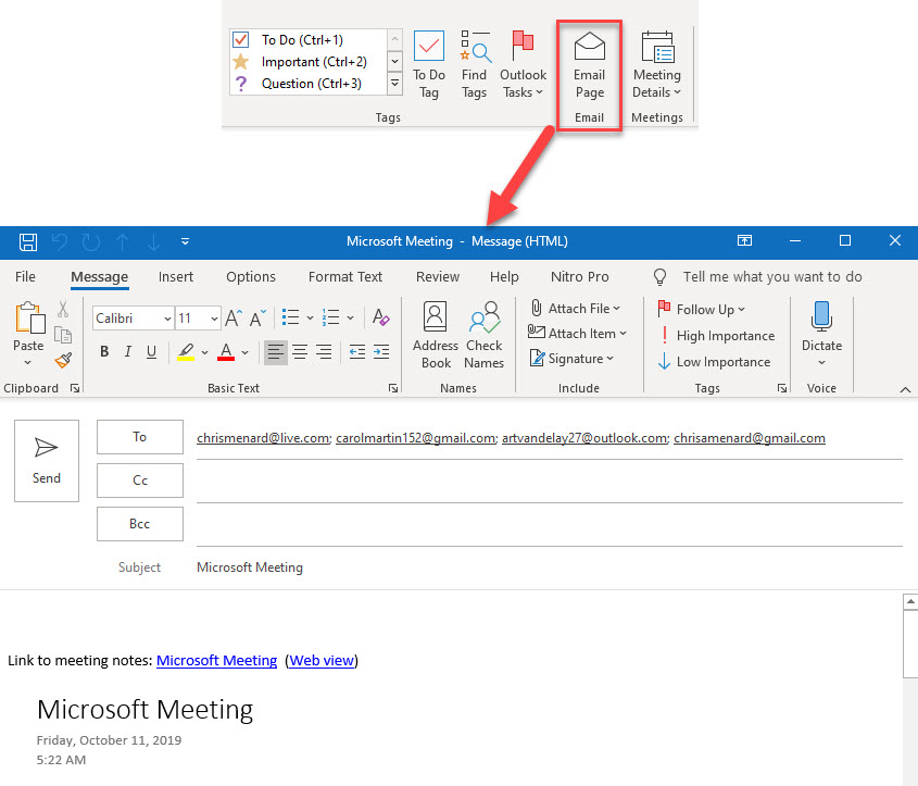 how to use onenote with outlook