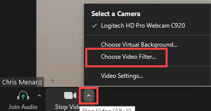 video zoom filter