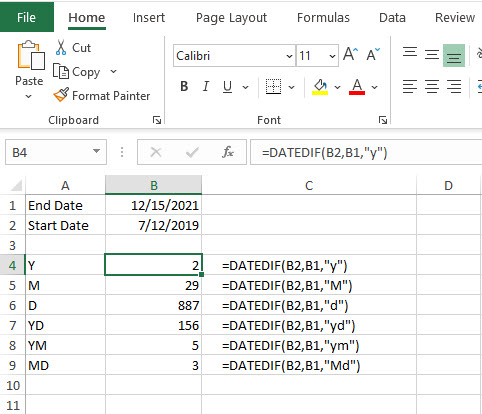 Excel DateDif function - difference between two dates: Chris Menard ...