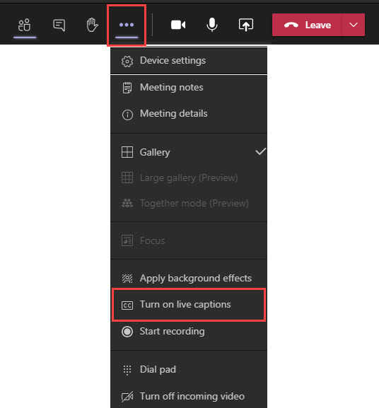 How to enable Teams Live Captions