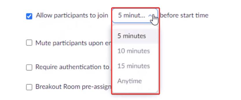 zoom meeting allow participants to join anytime