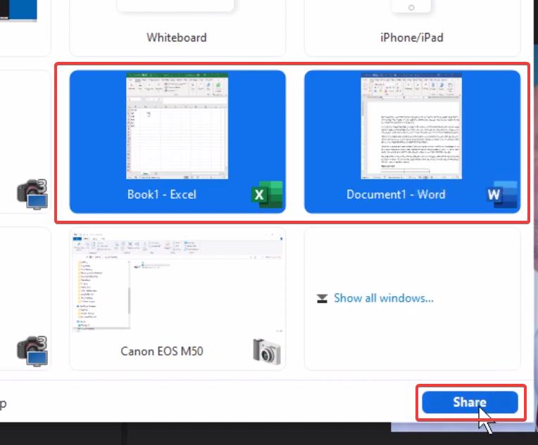 how to share two screens on windows