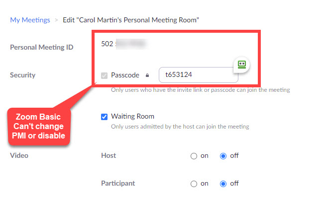 zoom change personal meeting id
