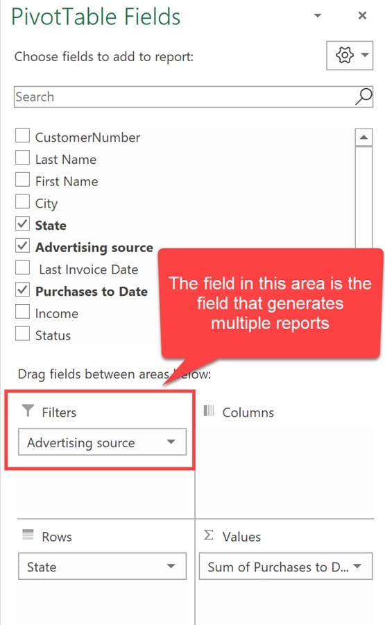 PivotTable Fields - multiple reports PivotTable Fields - multiple reports