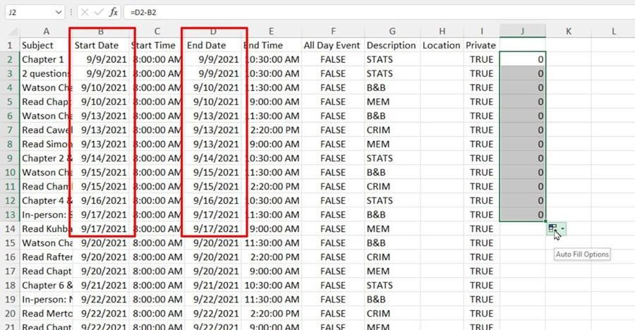 Start and End Dates must be equal or chronological