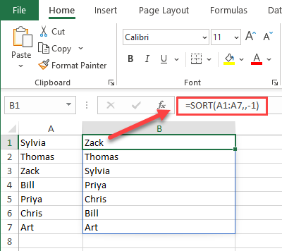 Sort function in Excel in descending order Sort function in Excel in descending order