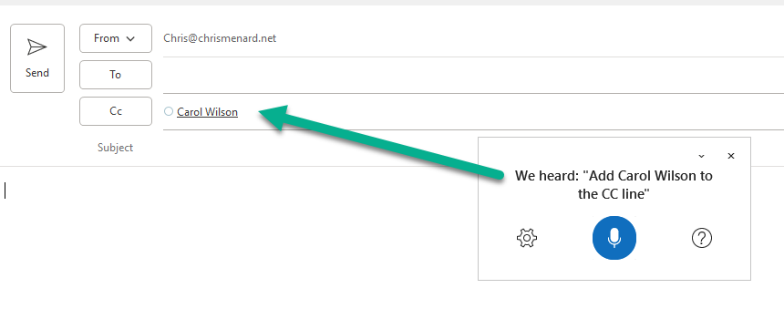 Dictate commands in Outlook