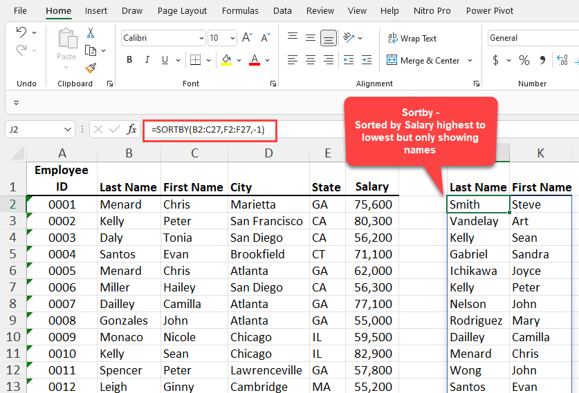SORTBY function in Excel SORTBY function in Excel