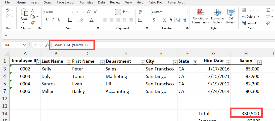 Subtotal Function in Excel Subtotal Function in Excel
