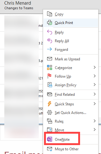 Send Outlook email to OneNote Send Outlook email to OneNote