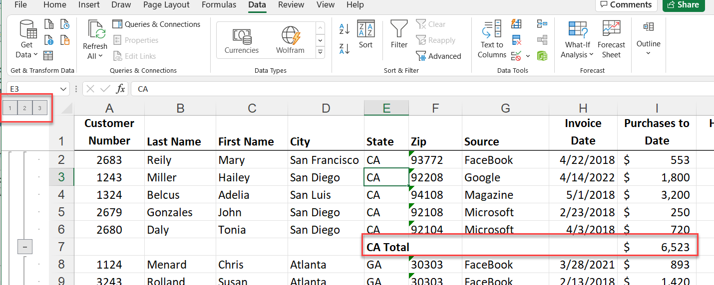 Subtotal by State Subtotal by State