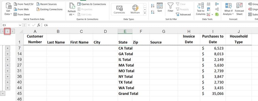 Outline 2 in Excel Subtotals Outline 2 in Excel Subtotals