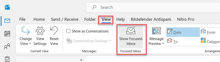 Turn on Focused Inbox in Outlook Turn on Focused Inbox in Outlook