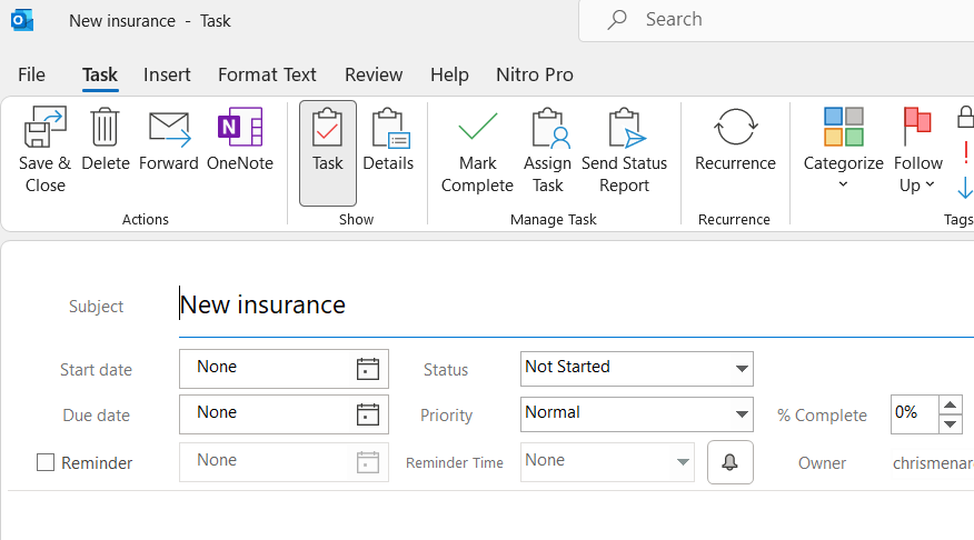 Drag an email to Task in Outlook Drag an email to Task in Outlook