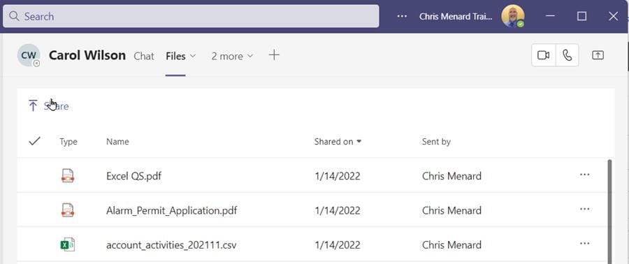 Chat Files in Teams Chat Files in Teams