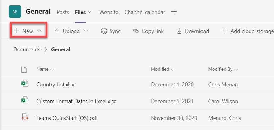 Channel Files in Teams Channel Files in Teams