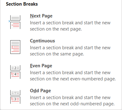 Section Breaks in Word