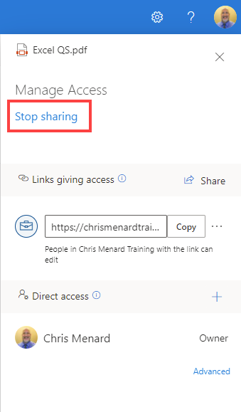 OneDrive stop sharing a file OneDrive stop sharing a file