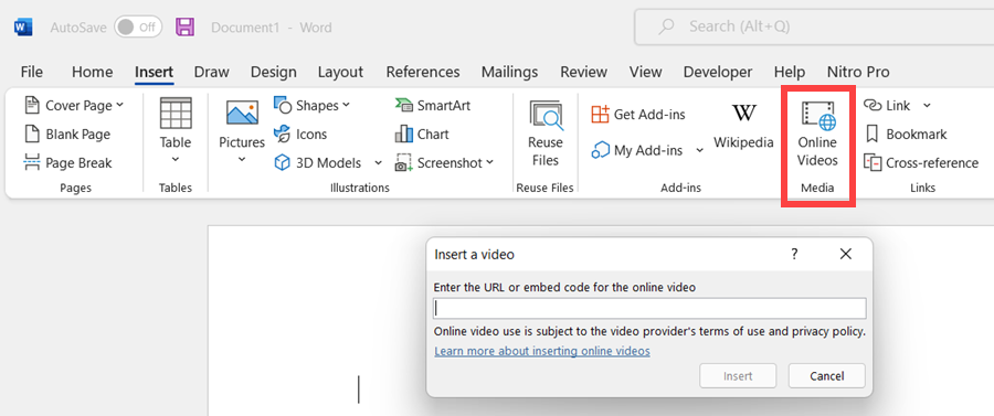 Word - Insert online video Word - Insert online video