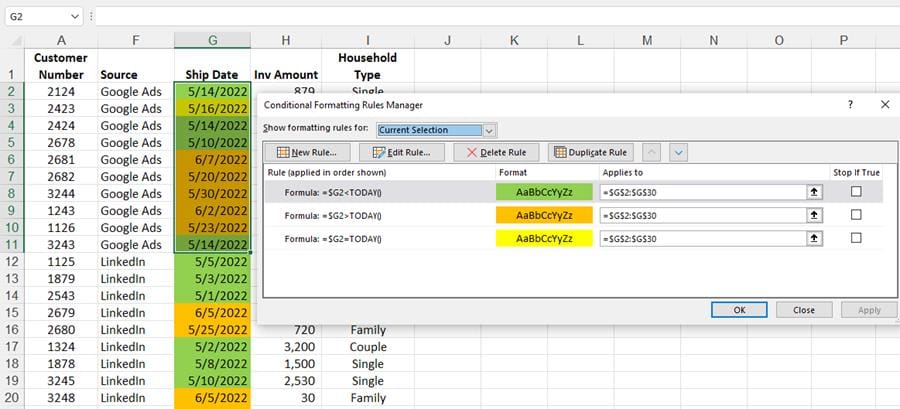 Excel Conditional Formatting with the Today Function Excel Conditional Formatting with the Today Function