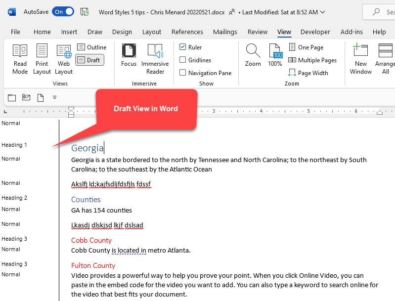 Draft View in Microsoft Word - Chris Menard Draft View in Microsoft Word - Chris Menard