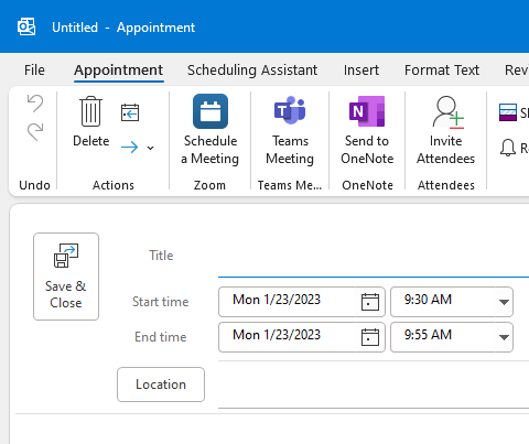 Appointment in Outlook Appointment in Outlook