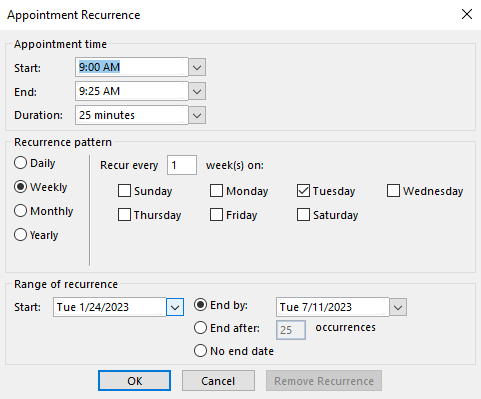 Recurring Appointments and Meetings in Outlook Recurring Appointments and Meetings in Outlook