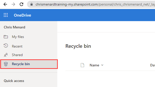 OneDrive Recycle bin OneDrive Recycle bin