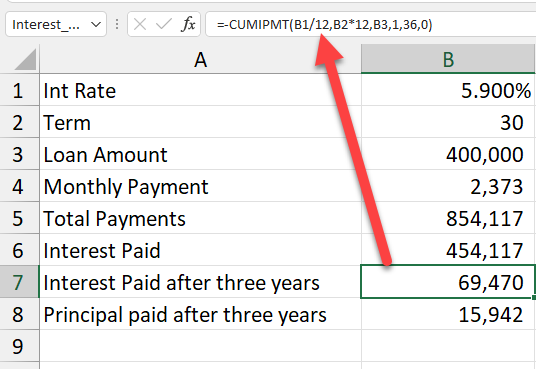 CUMIPMT Function in Excel